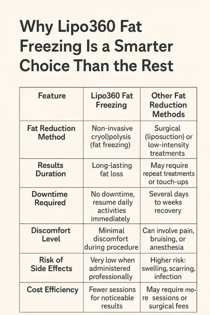 Is it possible to permanently freeze fat cells? 2 Table showing benefits of fat freezing to remove fat cells Rugby from Lipo 360
