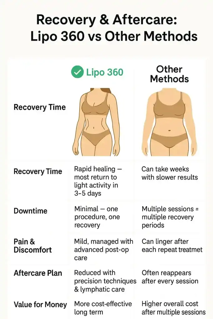 Recovery and Aftercare for Fat-Dissolving Surgery 2 Table to show fat dissolving injection aftercare Rugby